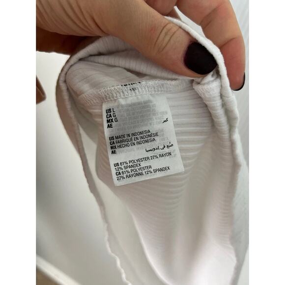 INC International Concepts Ribbed White Tank Top Size Large Square Neck Women’s - Picture 4 of 5